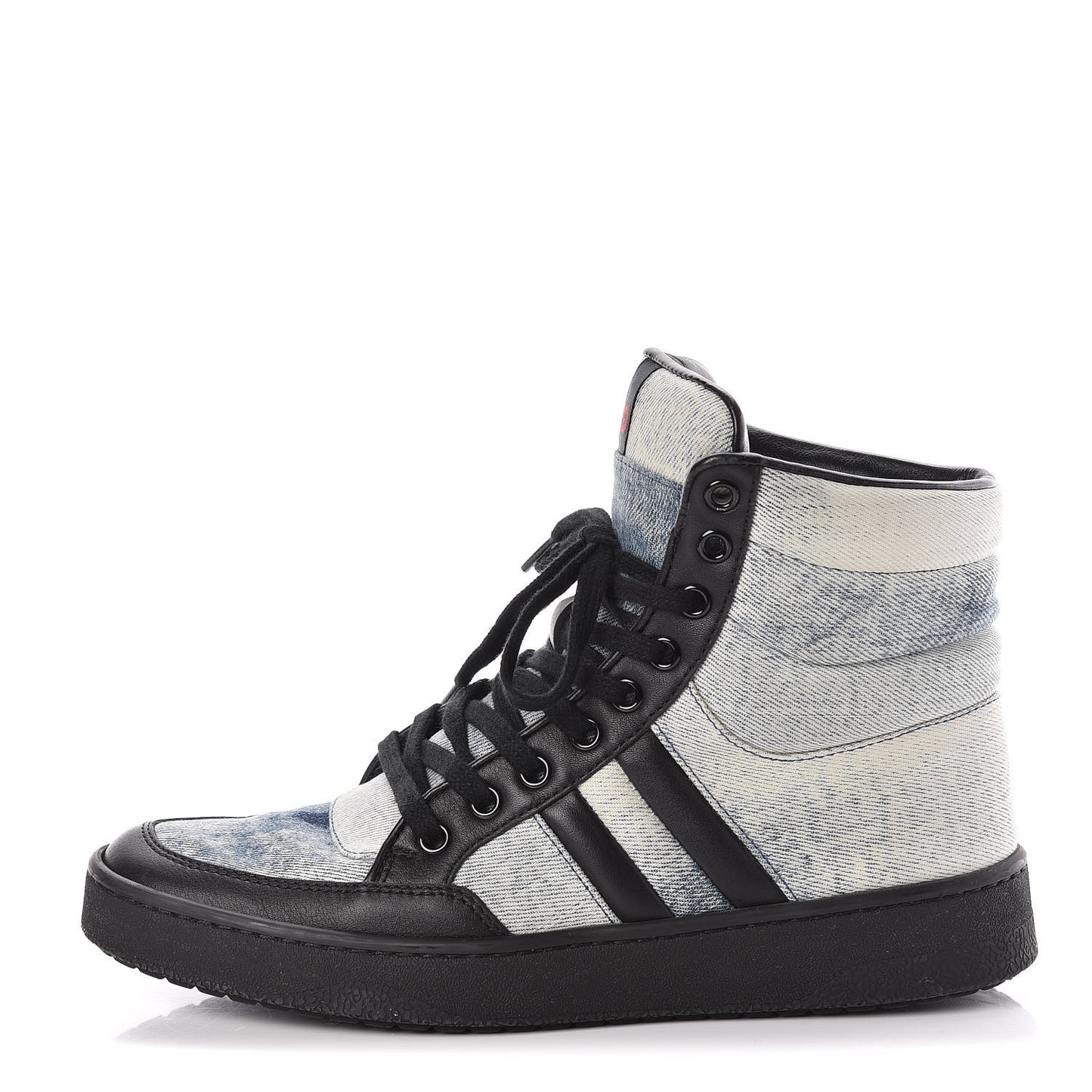 Washed Marble Denim Womens High Top Sneakers 36.5 Light Blue Black