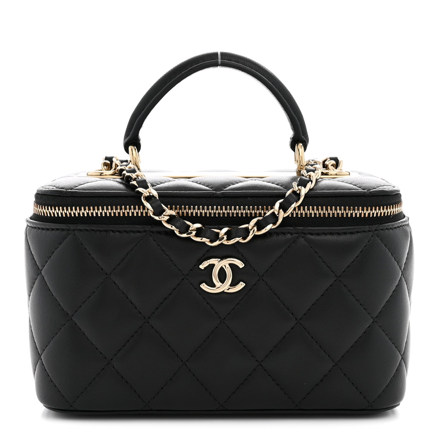 Chanel Lambskin Quilted Trendy Small Top Handle Vanity Case With Chain Black 1 of 10