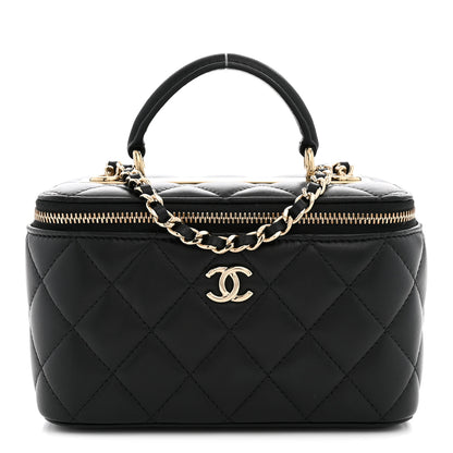 Chanel Lambskin Quilted Trendy Small Top Handle Vanity Case With Chain Black 1 of 10