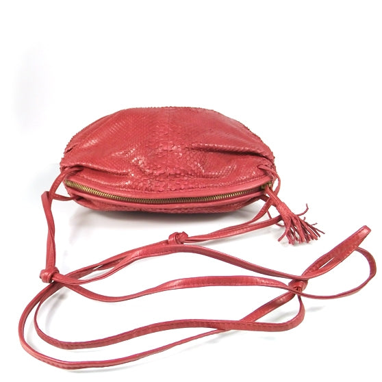 Vintage Snakeskin Tassel Bag Red