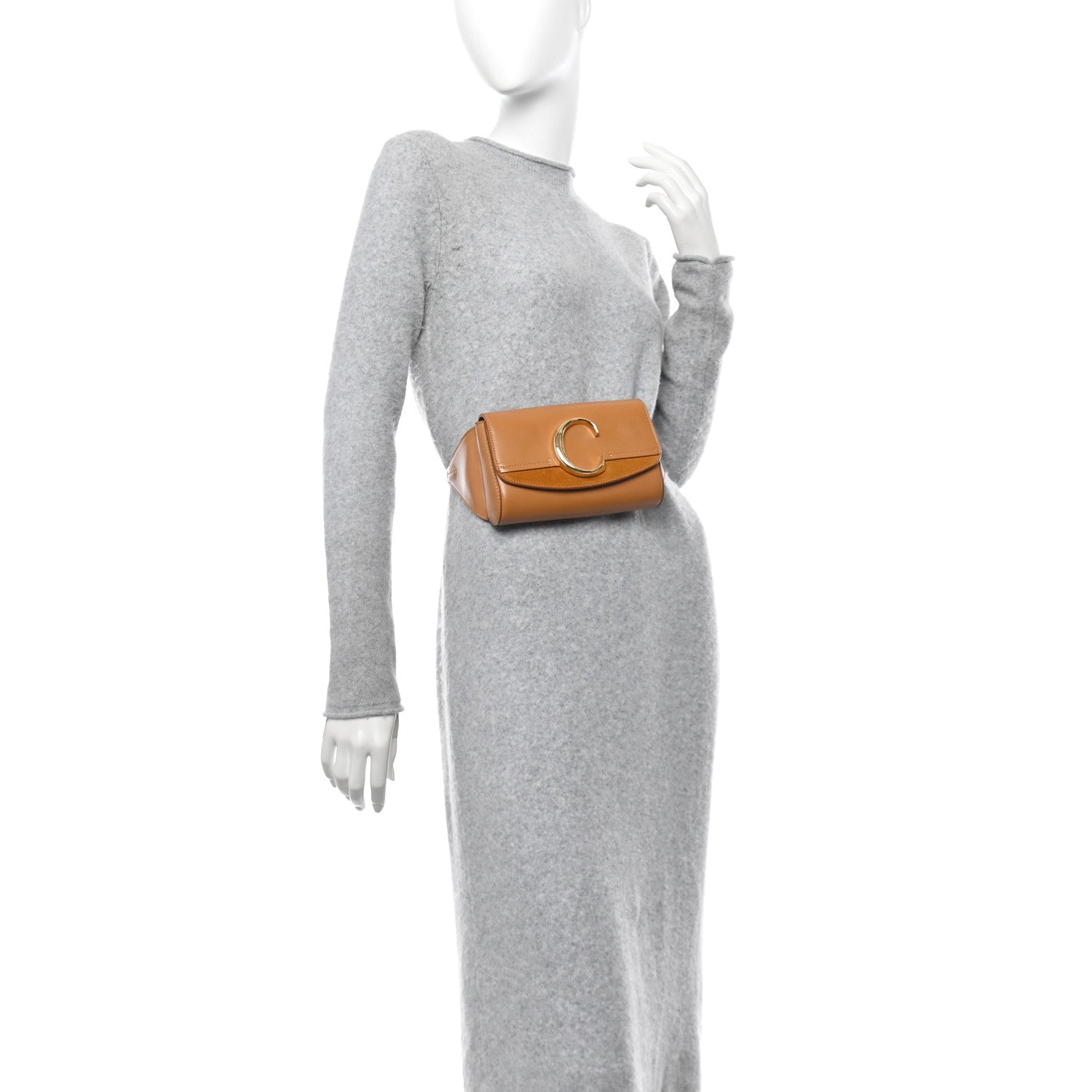 Chloe Calfskin Suede C Belt Bag Tan 2 of 10