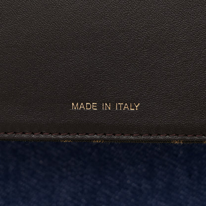 Fendi Denim Fabric Jacquard Cuoio FF 1974 Medium Peekaboo I SEE U Satchel Blue Tobacco Moro 7 of 11