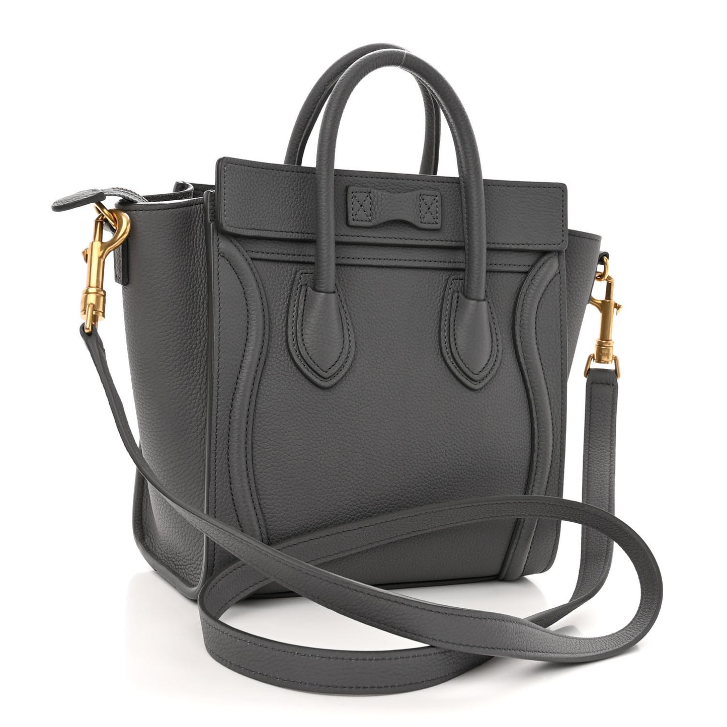 Drummed Calfskin Nano Luggage Kohl