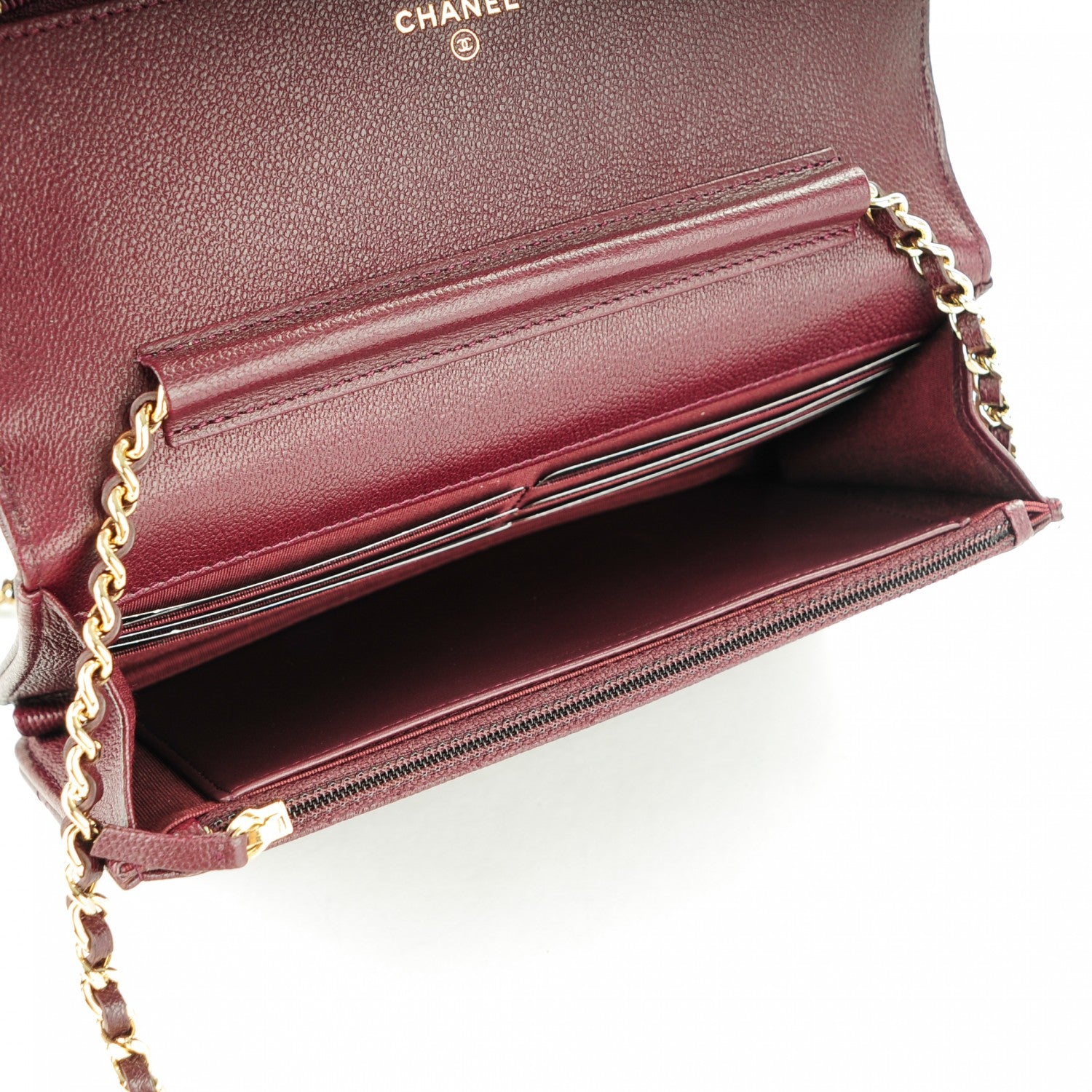 Chanel Caviar Quilted Boy Wallet On Chain WOC Burgundy 8 of 8