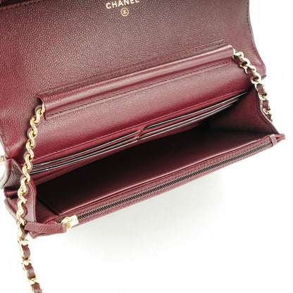 Chanel Caviar Quilted Boy Wallet On Chain WOC Burgundy 8 of 8