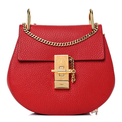 Chloe Grained Lambskin Mini Drew Shoulder Bag Plaid Red 1 of 10