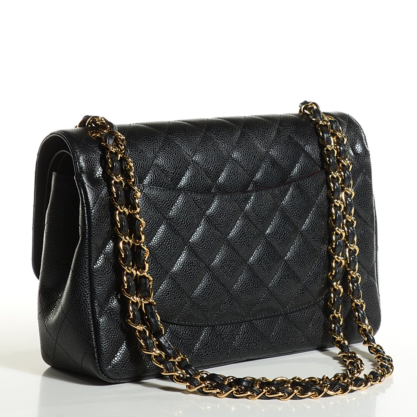 Caviar Quilted Jumbo Double Flap Black