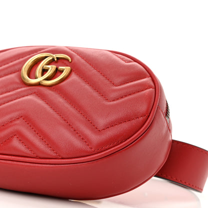 Gucci Calfskin Matelasse GG Marmont Belt Bag 85 34 Hibiscus Red 10 of 10
