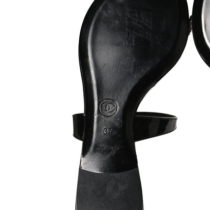 Chanel Patent CC Toe Ring Sandals 37 Black 8 of 12