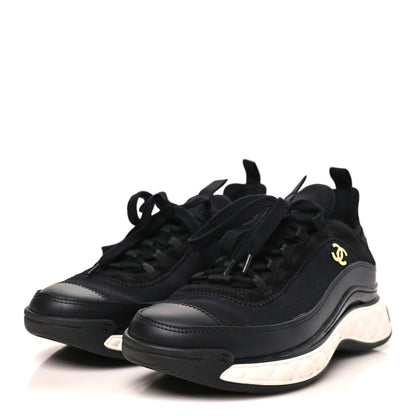 Chanel Velvet Calfskin Mixed Fibers CC Sneakers 40 Black 4 of 9