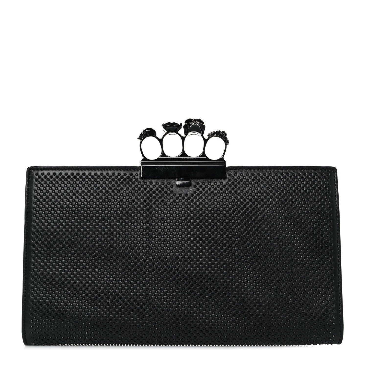 Alexander McQueen Calfskin Studded Knuckle Flat Clutch Black 1 of 13