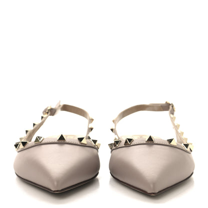 Valentino Garavani Nappa Rockstud Slingback Flats 38.5 Poudre 3 of 10