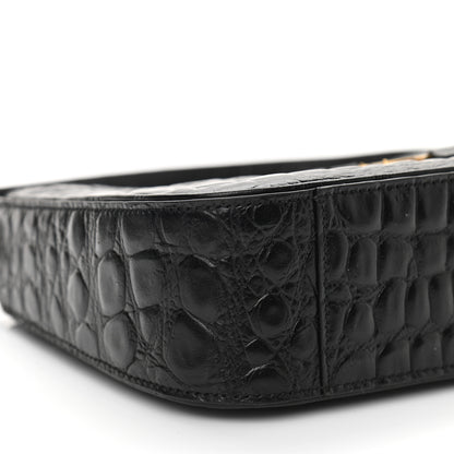 Saint Laurent Calfskin Crocodile Embossed Le 5 A 7 Hobo Black 9 of 10
