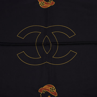 Chanel Silk Egyptian CC Scarf Black 2 of 3