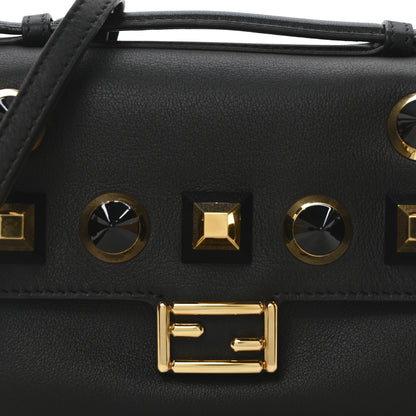Fendi Vitello Dolce Studded Micro Double Baguette Black 8 of 10