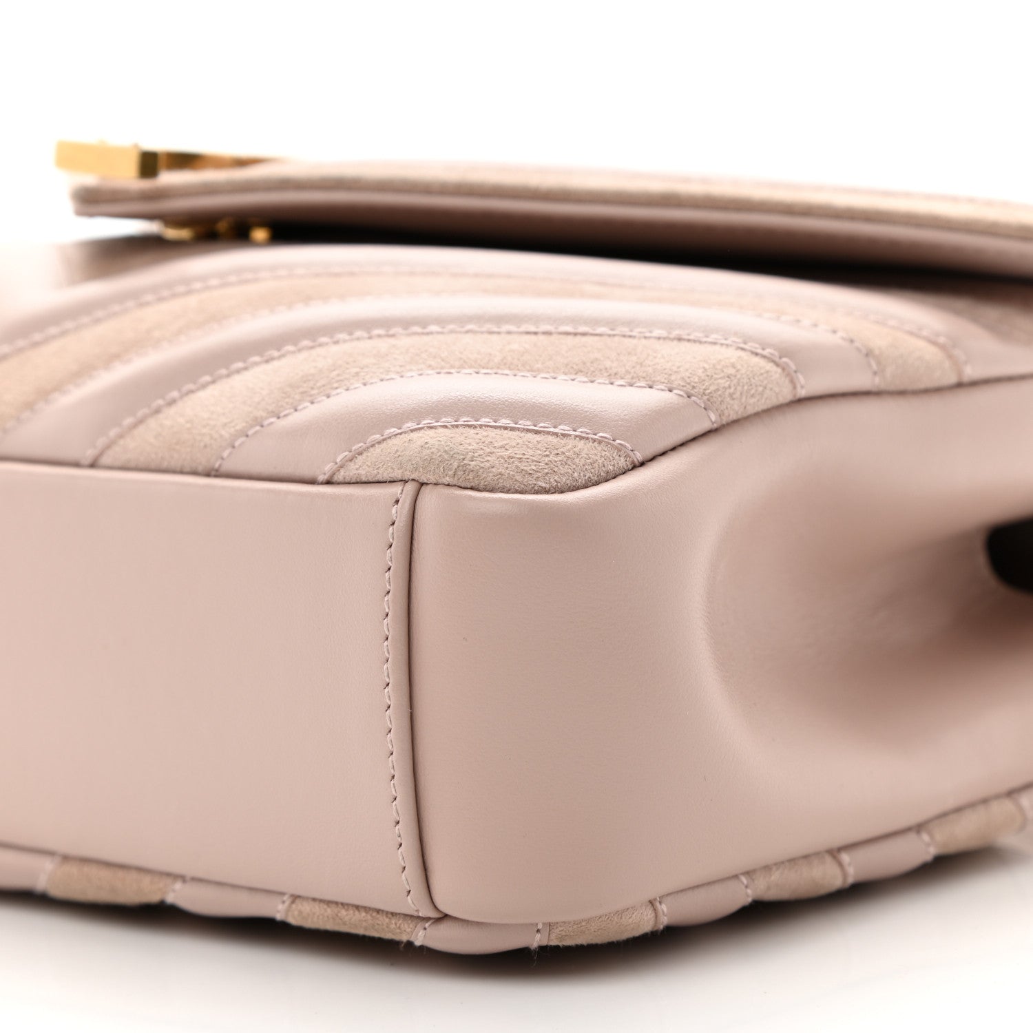 Saint Laurent Calfskin Suede Matelasse Chevron Medium Monogram College Bag Rose Poudre 11 of 13