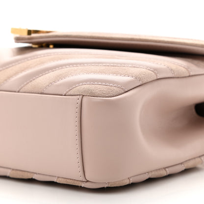 Saint Laurent Calfskin Suede Matelasse Chevron Medium Monogram College Bag Rose Poudre 11 of 13