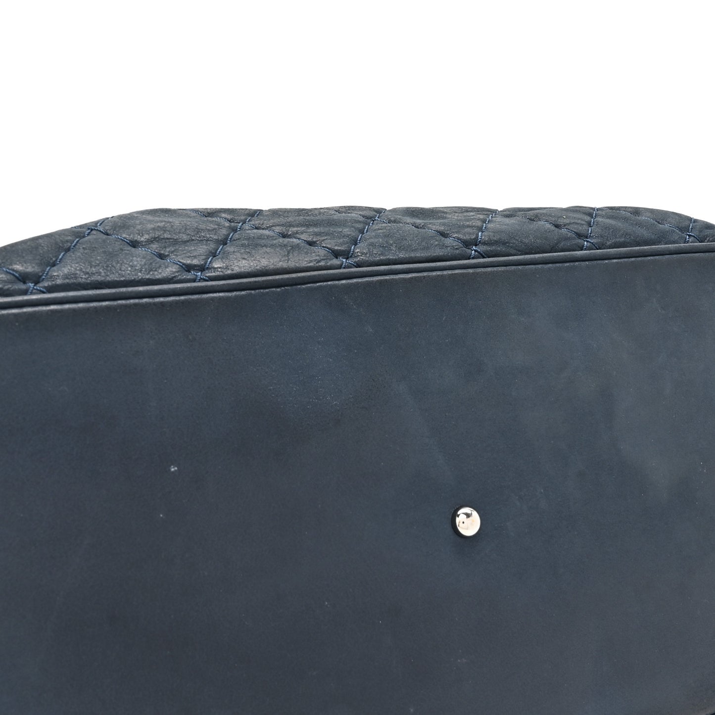 Iridescent Calfskin Quilted Small Sea Hit Tote Navy