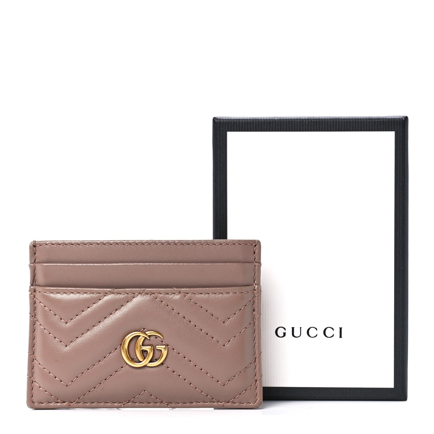 Calfskin Matelasse GG Marmont Card Holder Porcelain Rose