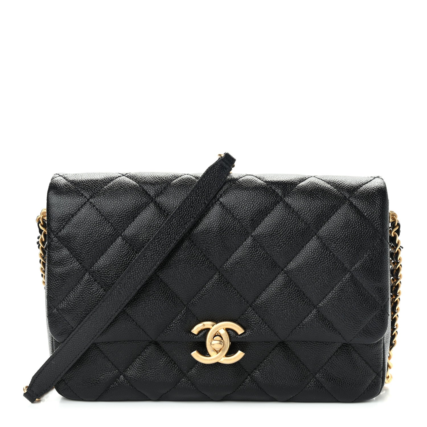 Chanel Shiny Caviar Quilted Large Chain Melody Flap Black 1 of 11