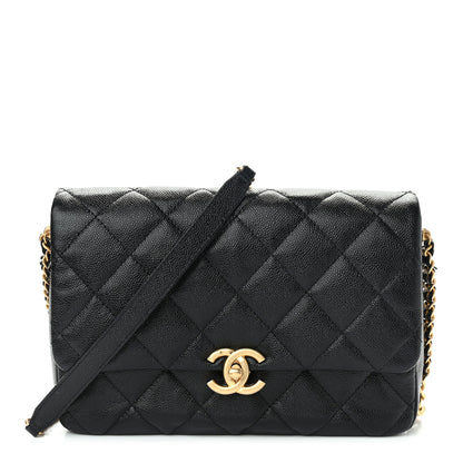 Chanel Shiny Caviar Quilted Large Chain Melody Flap Black 1 of 11