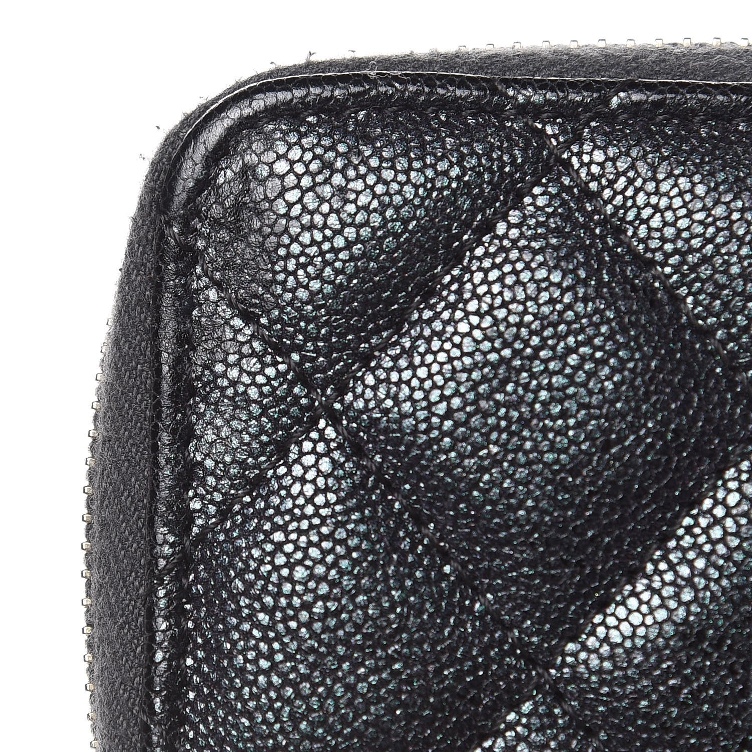 Chanel Iridescent Caviar Quilted Zipped Key Holder Case Black 10 of 11