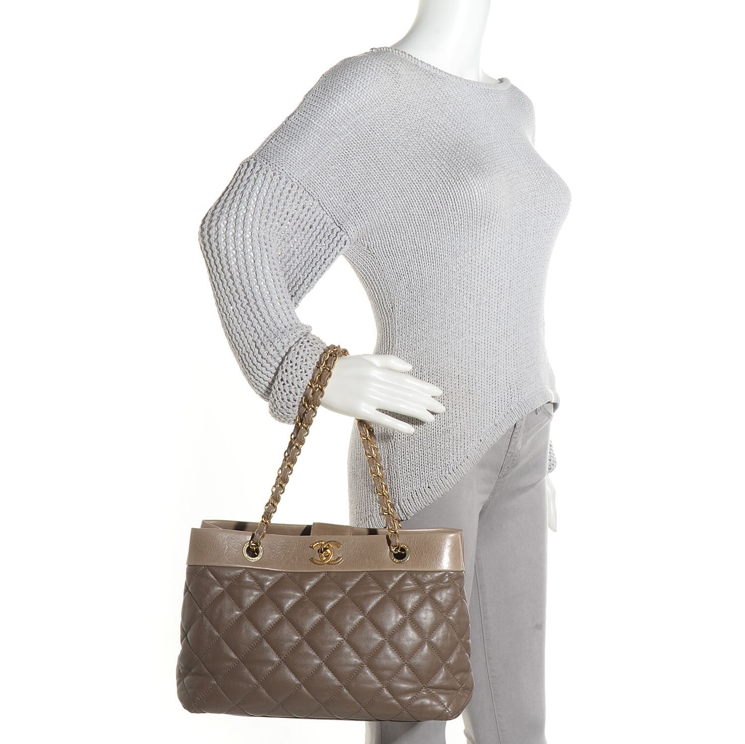 Chanel Calfskin Soft Elegance Large Tote Grey 2 of 8