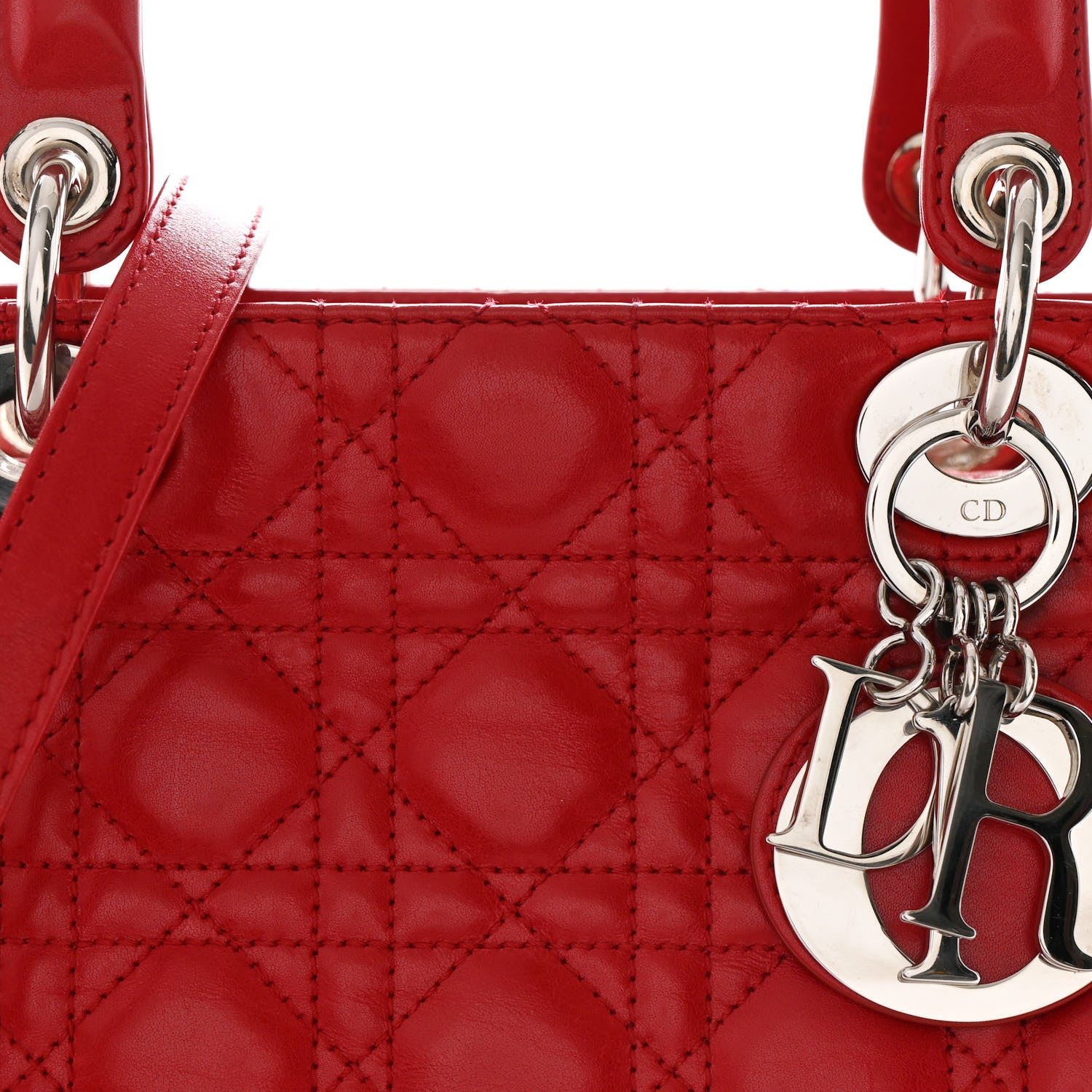 Christian Dior Lambskin Cannage Large Lady Dior Red 8 of 10