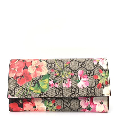 Gucci GG Supreme Monogram Blooms Continental Wallet Beige Multicolor Dry Rose 1 of 11