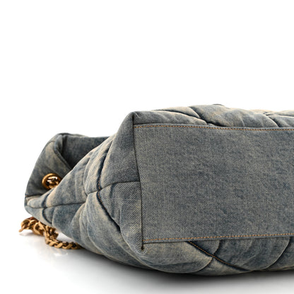 Saint Laurent Denim Quilted Medium Loulou Puffer Monogram Chain Satchel Blue Cinnamon 9 of 11