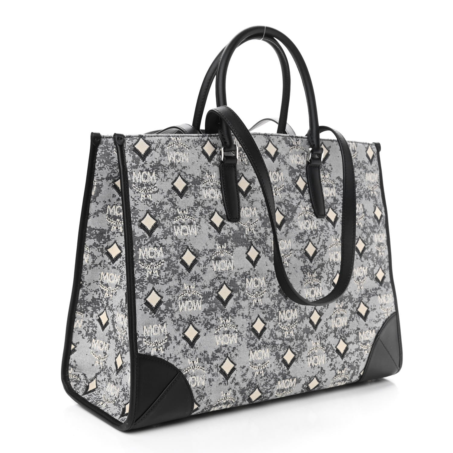 MCM Nappa Jacquard Monogram Large Tote Grey 3 of 9