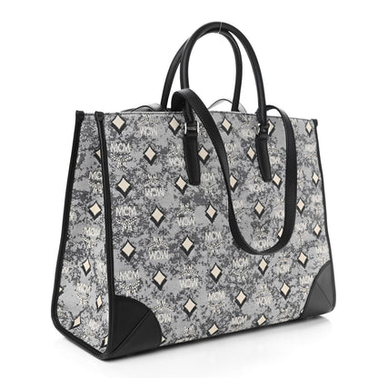 MCM Nappa Jacquard Monogram Large Tote Grey 3 of 9