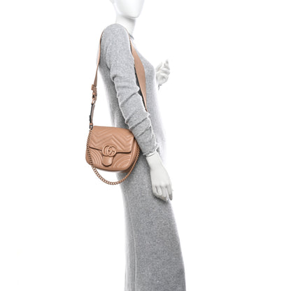 Gucci Calfskin Matelasse Monochrome Mini GG Marmont Crossbody Shoulder Bag Camelia Winter Rose 2 of 9
