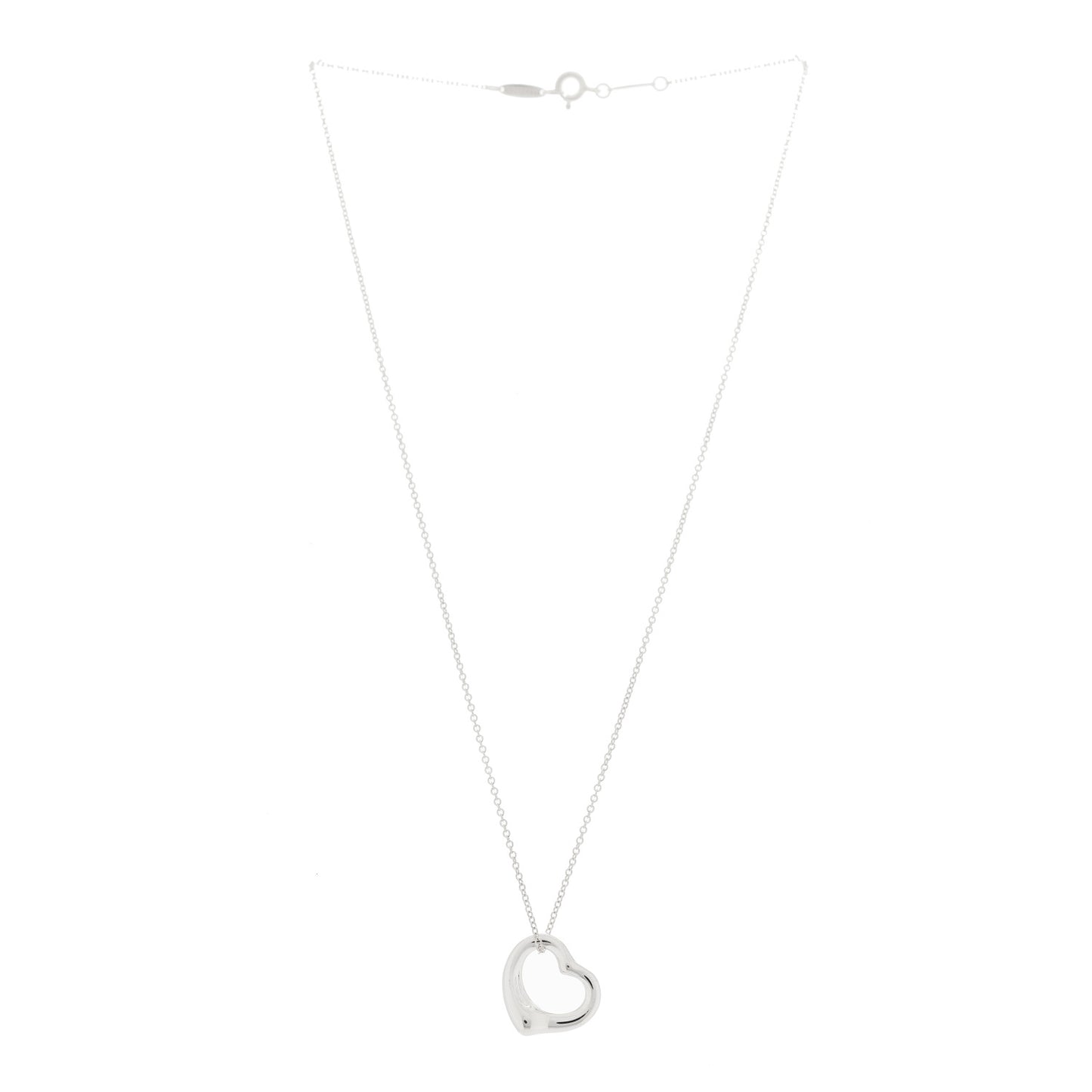 Sterling Silver 16mm Elsa Peretti Open Heart Pendant Necklace