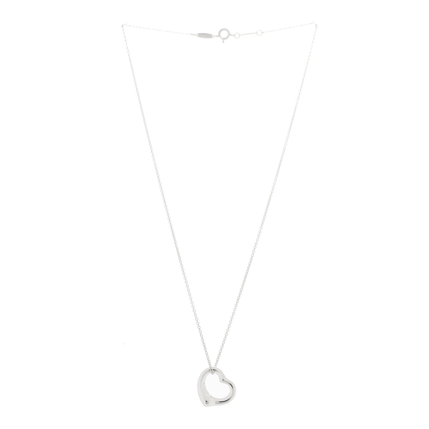 Tiffany Sterling Silver 16mm Elsa Peretti Open Heart Pendant Necklace 3 of 6