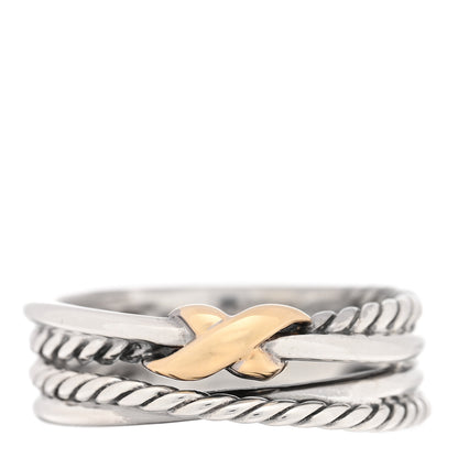 David Yurman Sterling Silver 18K Yellow Gold 6mm X Crossover Ring 1 of 4