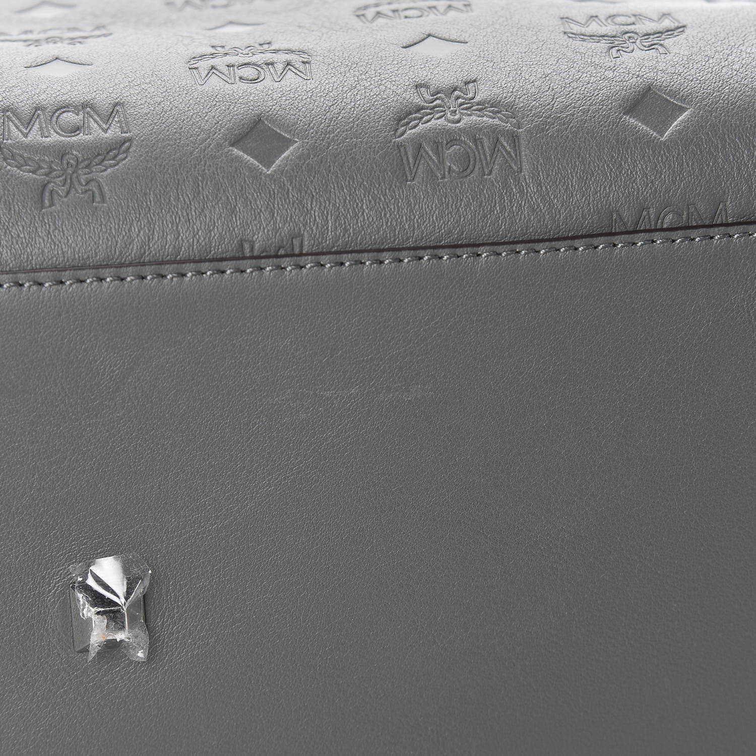 MCM Calfskin Ottomar Monogram Essential Boston Bag Grey 11 of 12