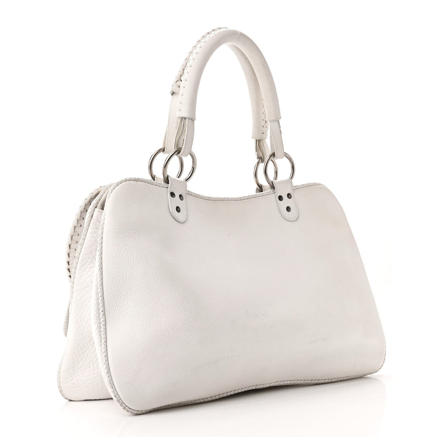 Calfskin Braided Gaucho Double Saddle Bag White