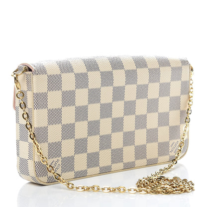 Louis Vuitton Damier Azur Pochette Felicie Chain Wallet Rose Ballerine 4 of 10