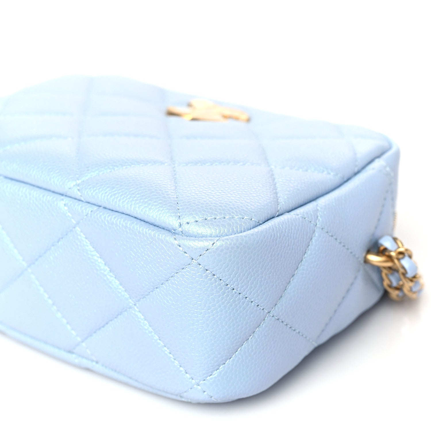 Chanel Shiny Caviar Quilted Chain Melody Camera Bag Light Blue 10 of 11