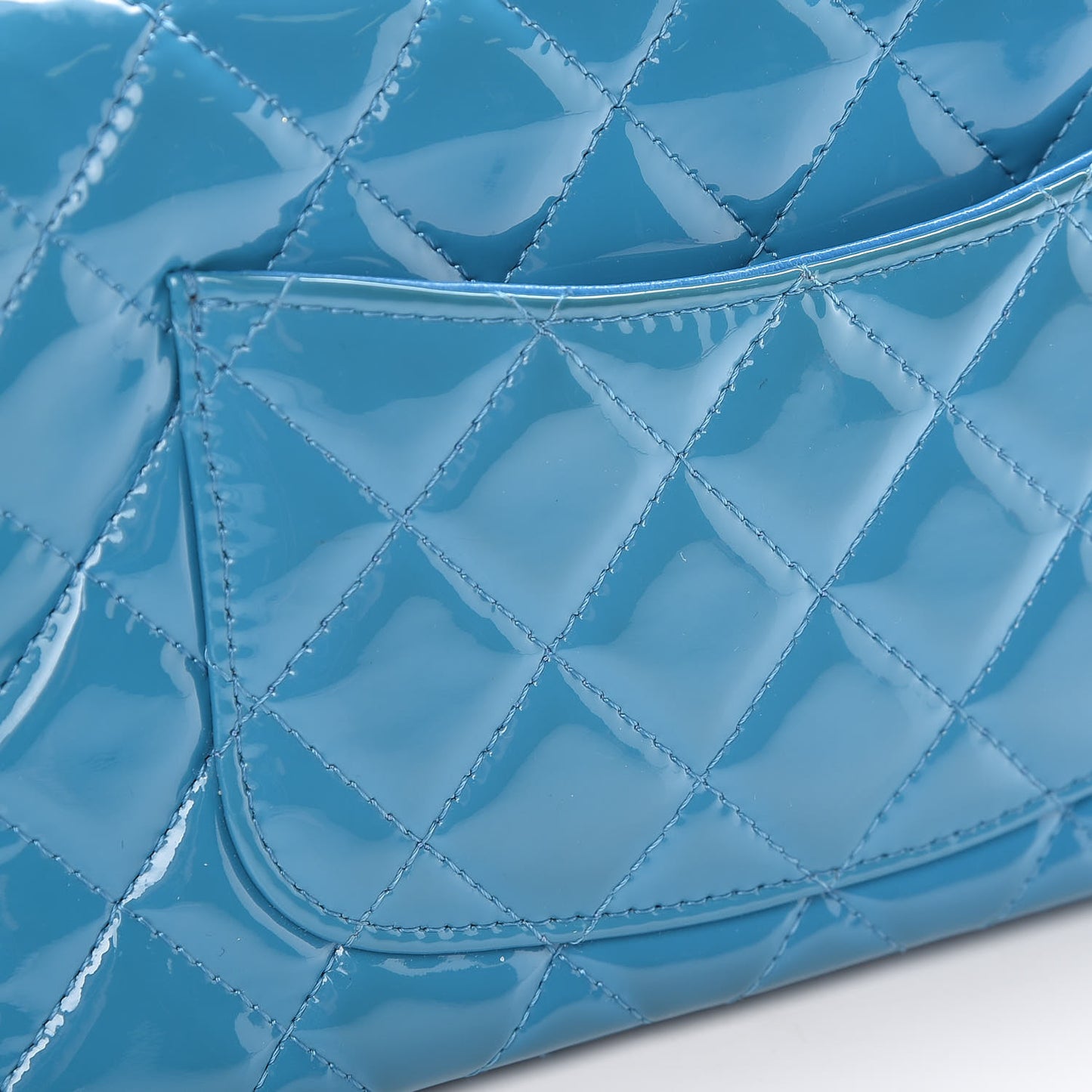 Patent Quilted Mini Rectangular Flap Turquoise