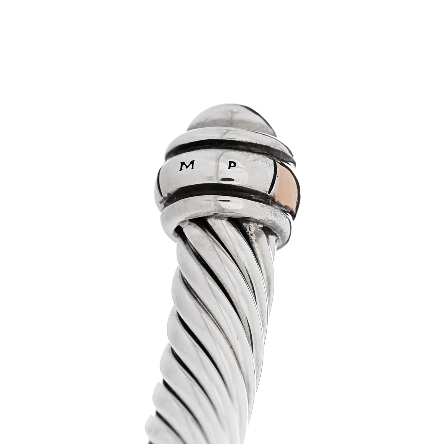 David Yurman Sterling Silver 18K Rose Gold 4mm Cable Classics Bracelet 5 of 5