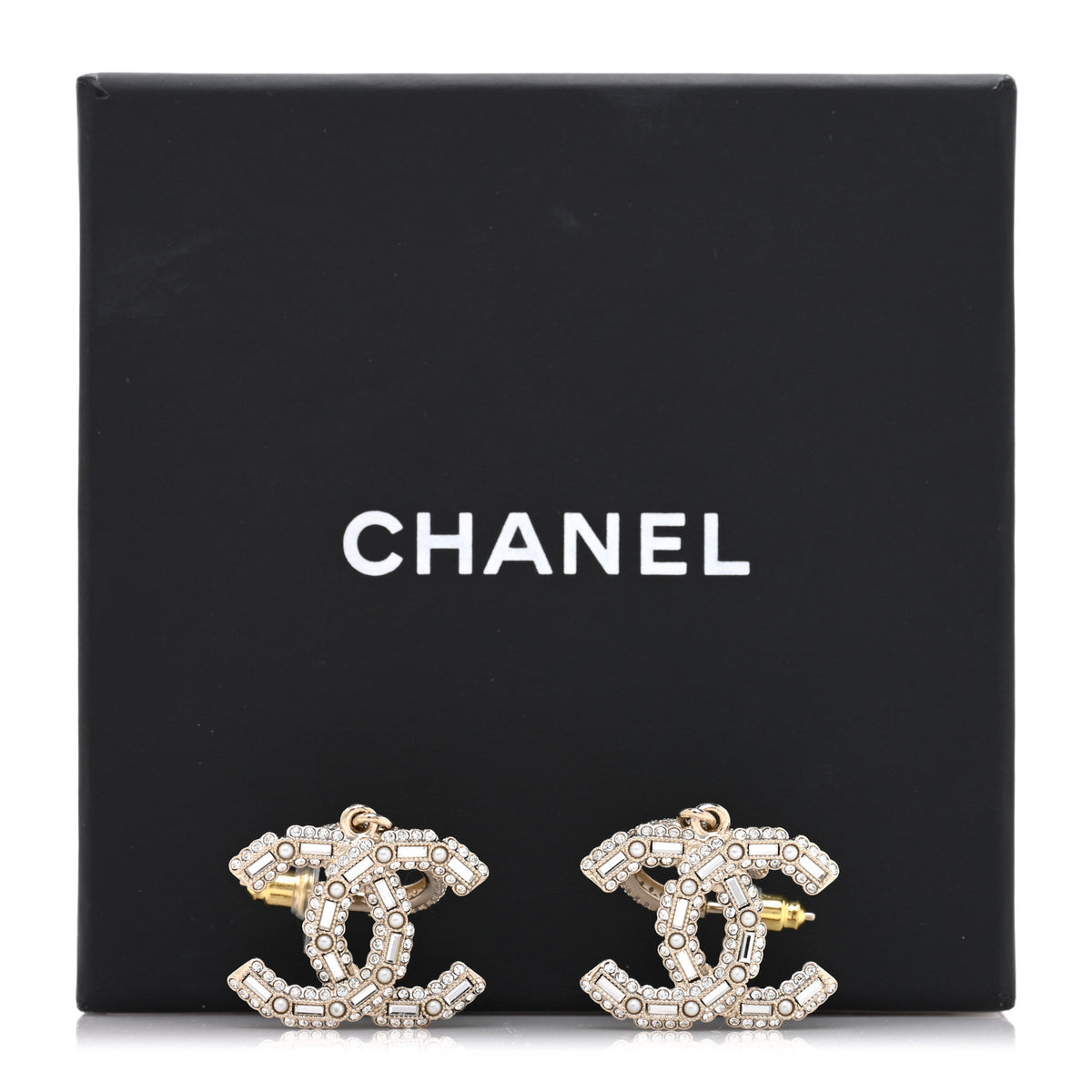 Crystal CC Drop Earrings Silver