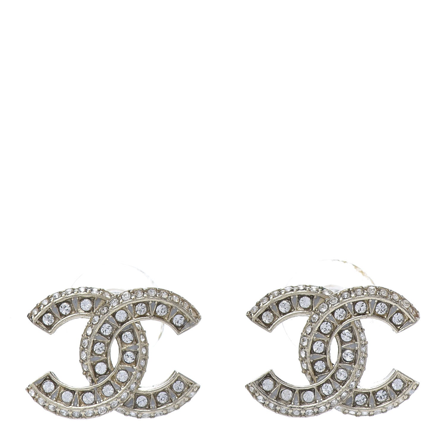 Chanel Crystal Timeless CC Earrings Light Gold 1 of 5