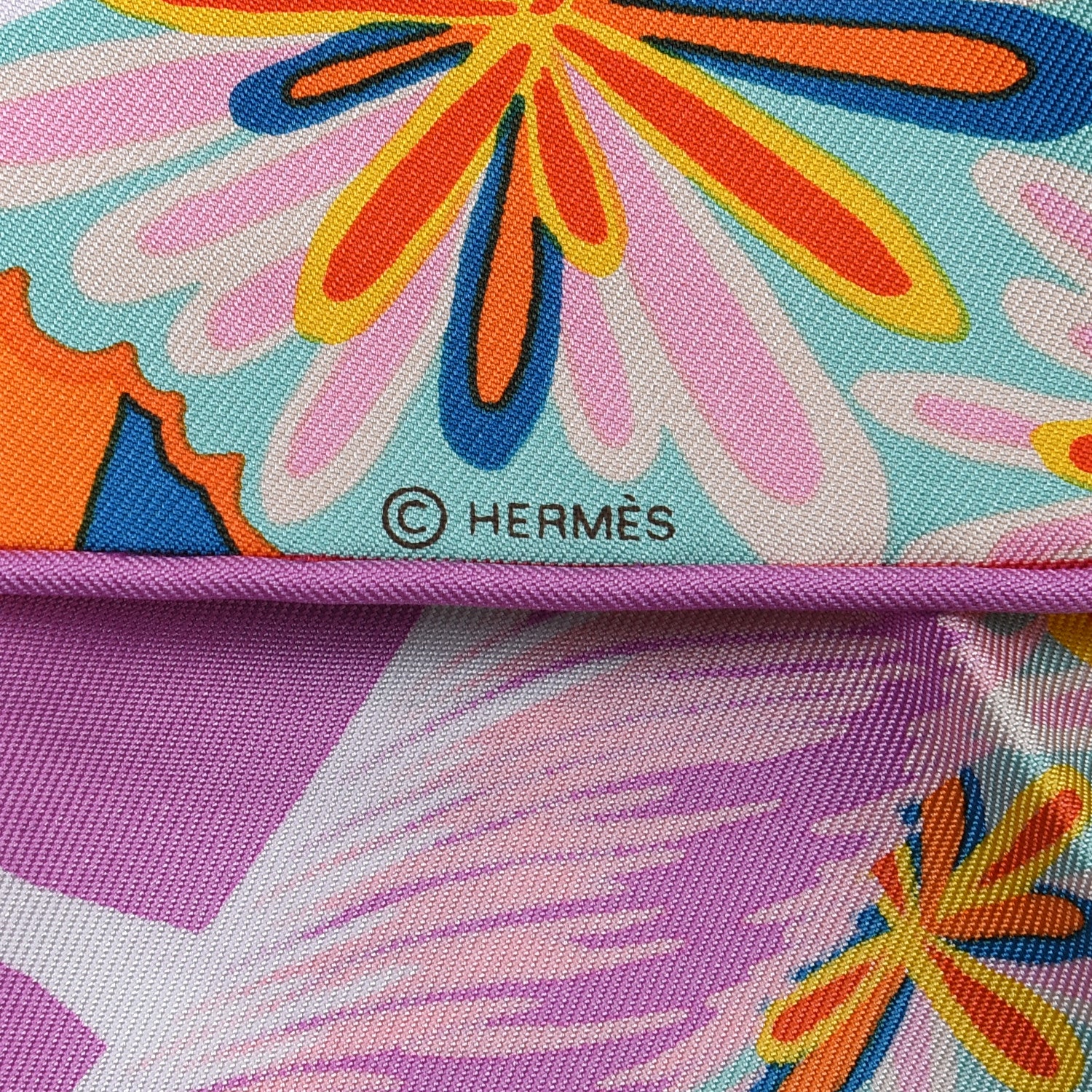 Hermes Silk The Three Graces Zoom Scarf 45 Canard Mauve Orange 3 of 4