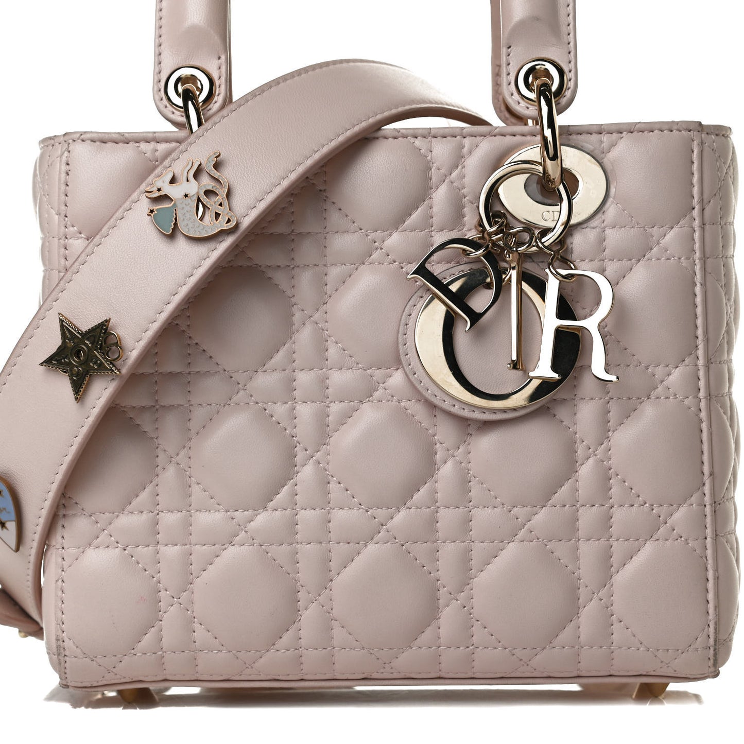 Lambskin Cannage Small Lucky Badges My Lady Dior Pink