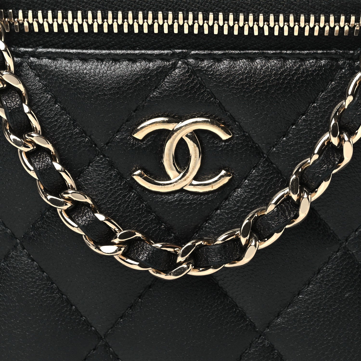 Chanel Lambskin Quilted Top Handle Mini Vanity Case With Chain Black 8 of 11