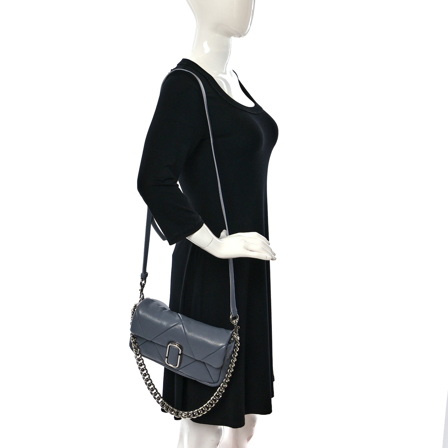 Goatskin Quilted J The Puffy Diamond Shoulder Bag Wolf Grey