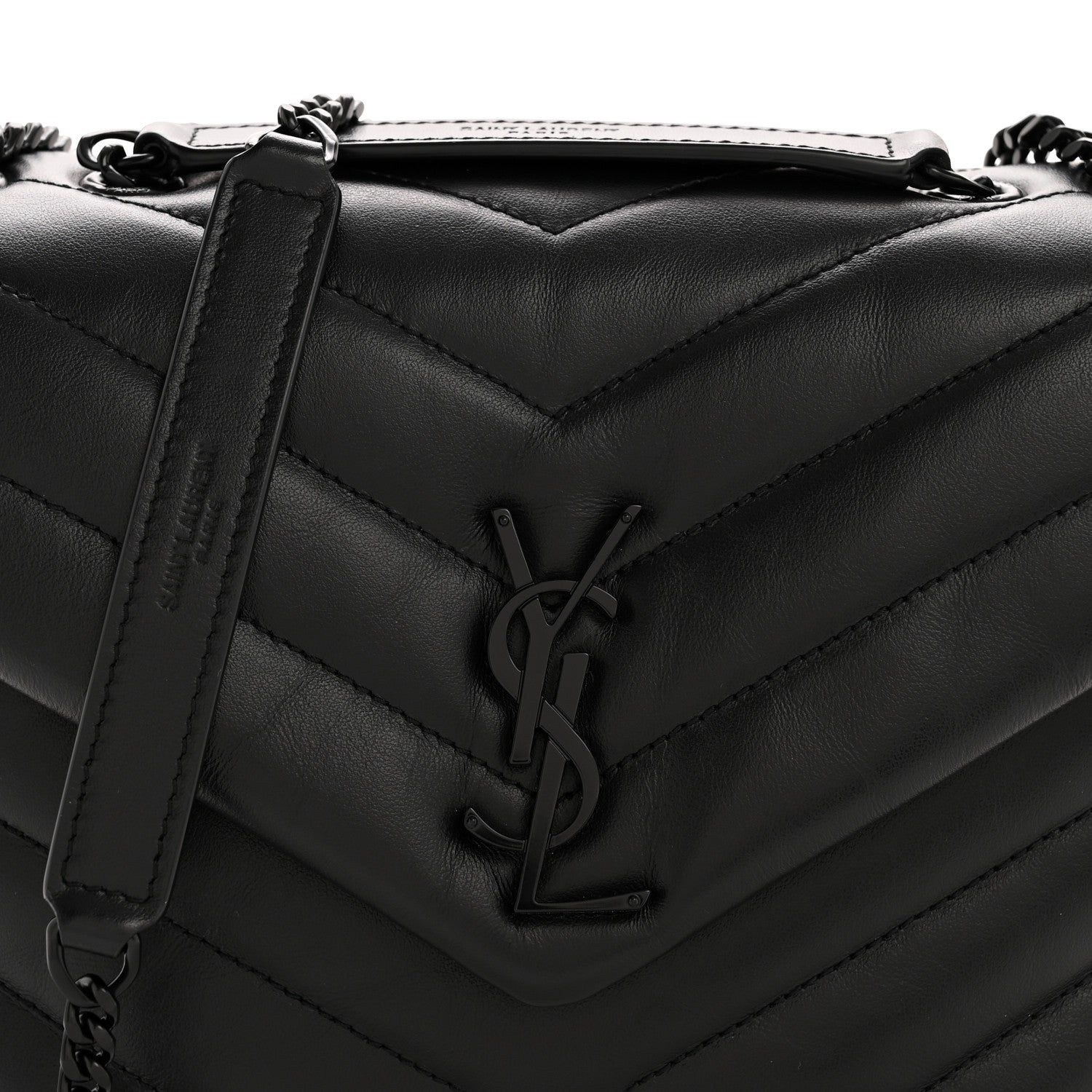 Saint Laurent Calfskin Y Quilted Monogram Monochrome Small Loulou Chain Satchel Black 8 of 10