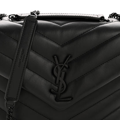 Saint Laurent Calfskin Y Quilted Monogram Monochrome Small Loulou Chain Satchel Black 8 of 10